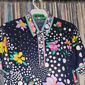 Very Rare Courbet Printed Silk Blouse Made in Japan